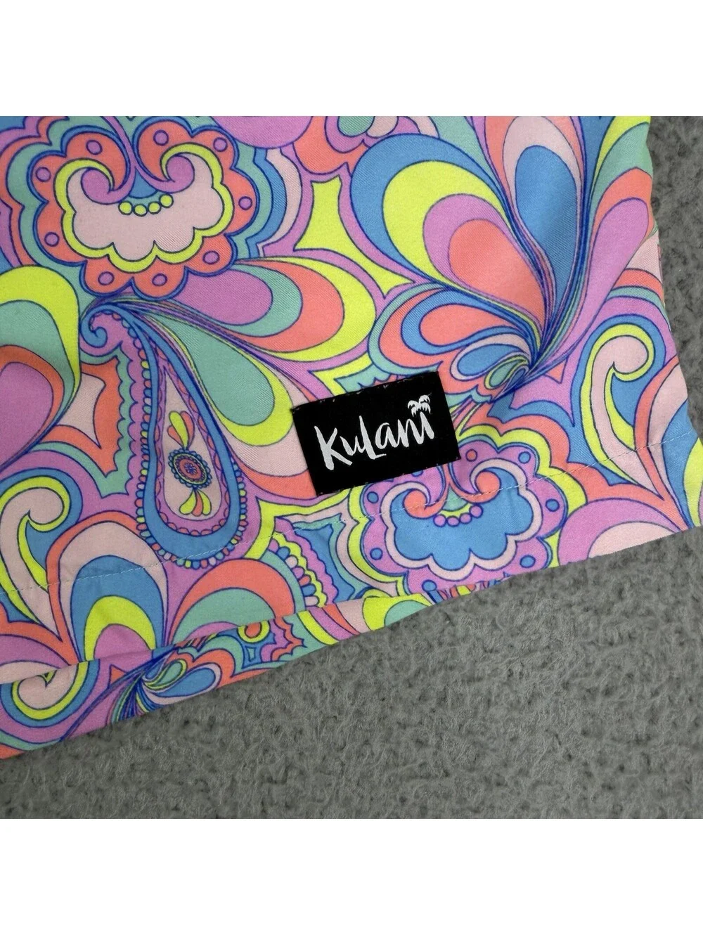 Kulani Kinis Men's Small Tropical Swim Trunks Colorful Groovy Floral Lined